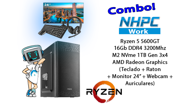 Combo! PC NHPC WORK Omega Ryzen 5 5600GT / 16GB / 1TB